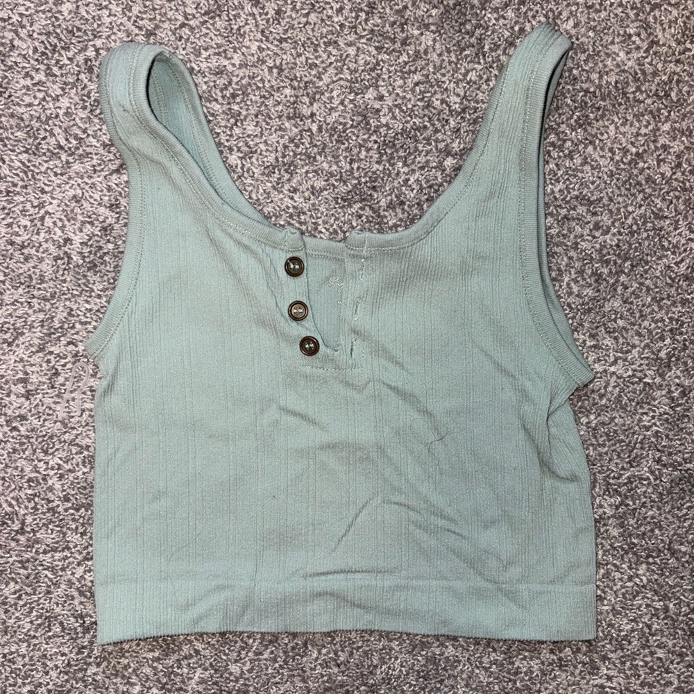 Women's Sleeveless Buttoned Top - Light Green